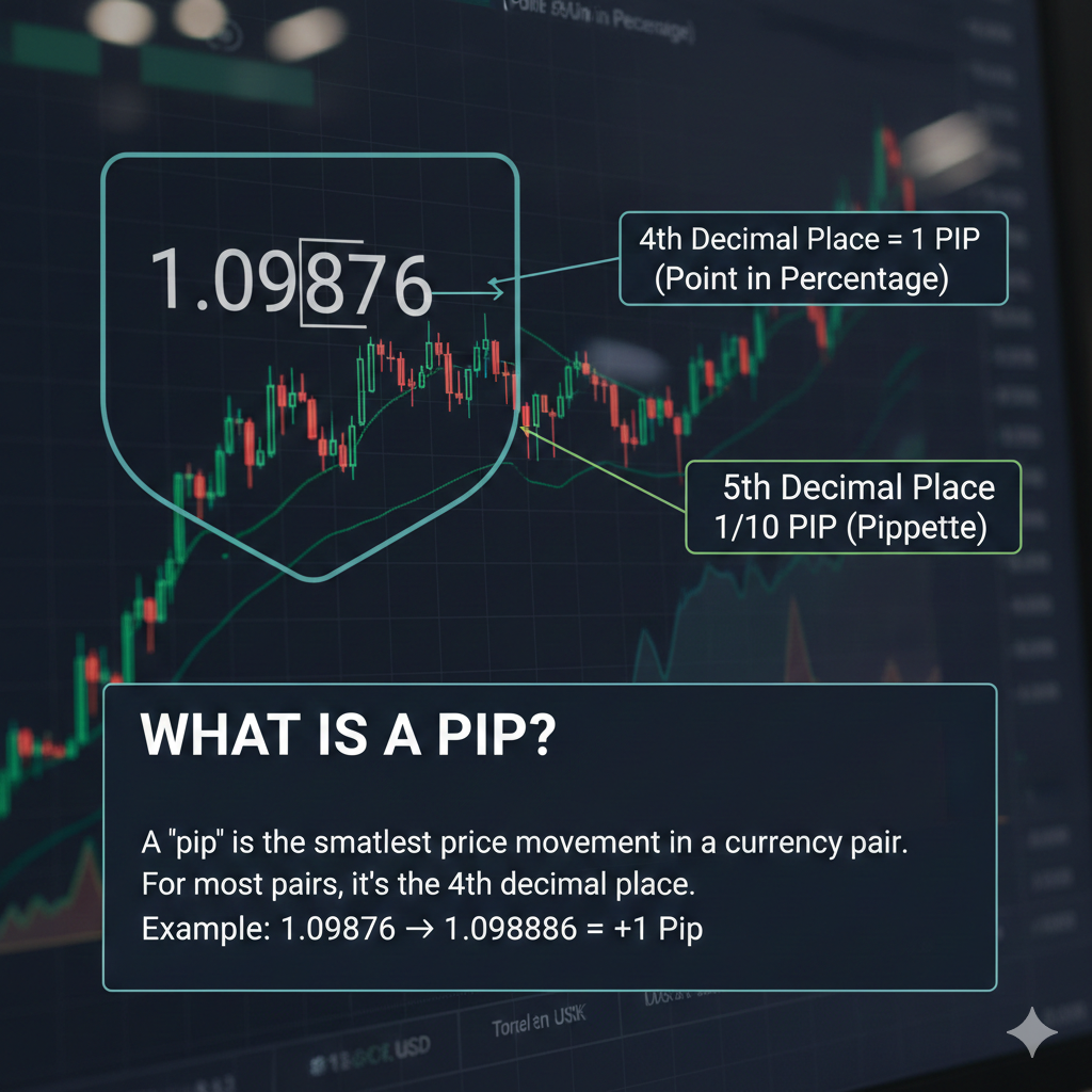 What is a pip in forex trading explained with decimal point visualization