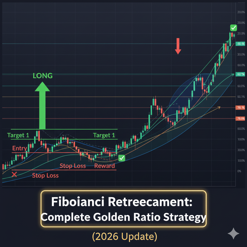 Fibonacci 61.8 golden ratio swing trading strategy example with full setup