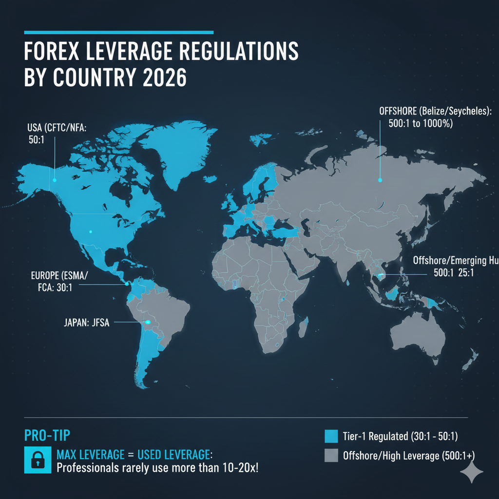 "Forex leverage regulations by country 2026 - maximum allowed ratios worldwide
