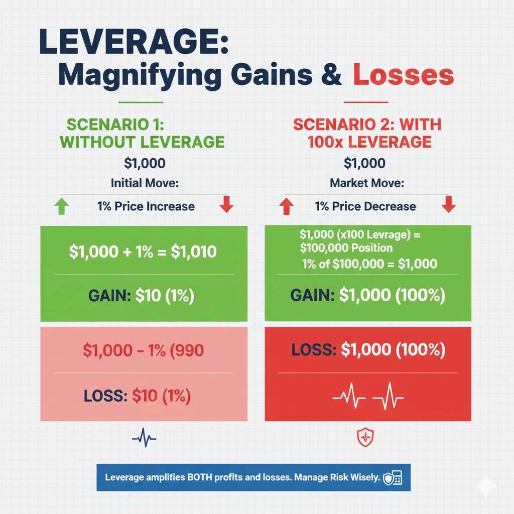 Forex leverage explained with examples of profit and loss amplification