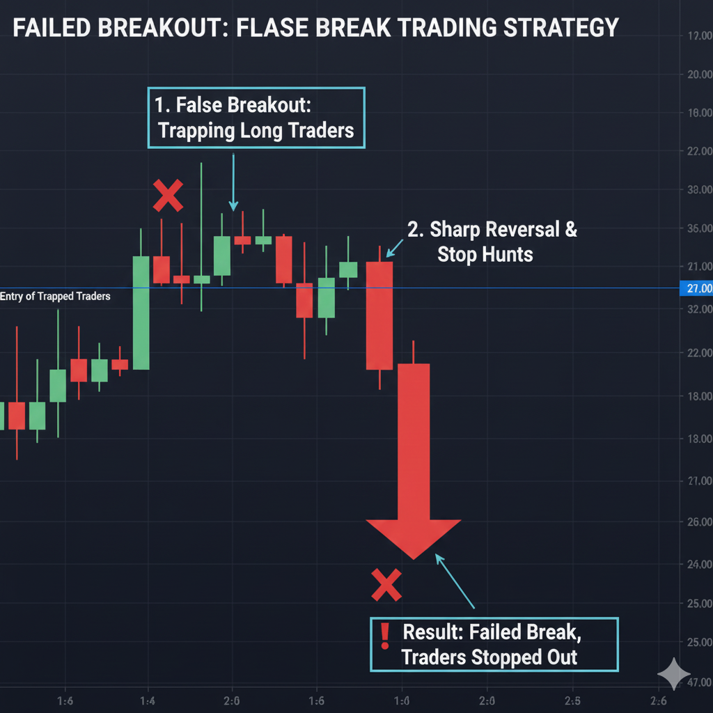 Failed breakout false break price action trading strategy example