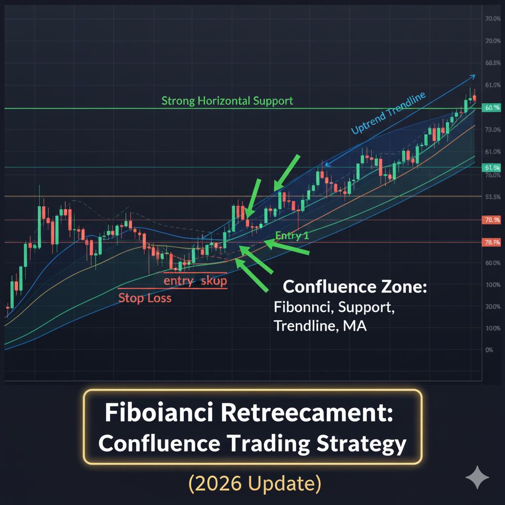 Fibonacci confluence trading strategy with support resistance trendline and moving average