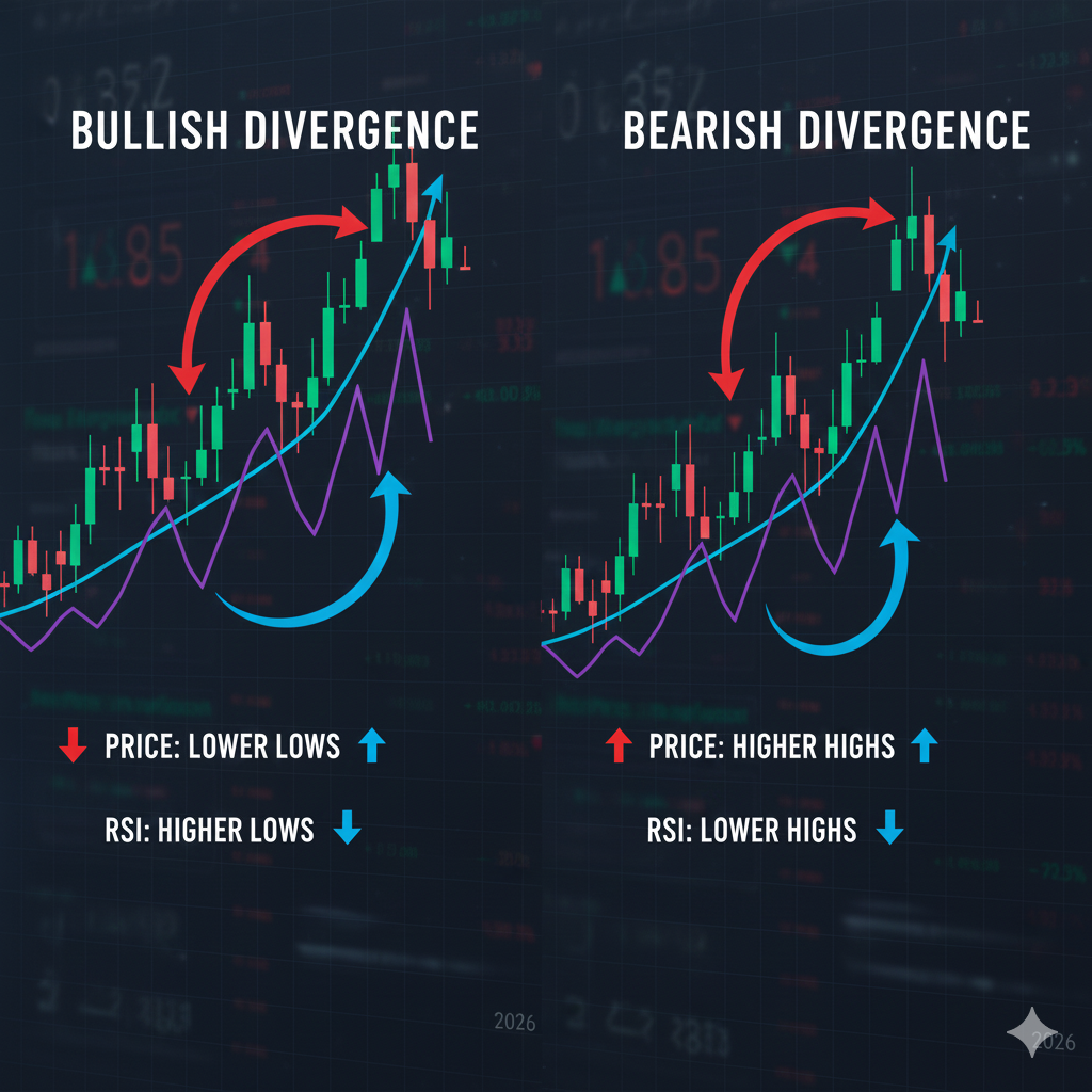 How to identify bullish RSI divergence step by step on forex chart