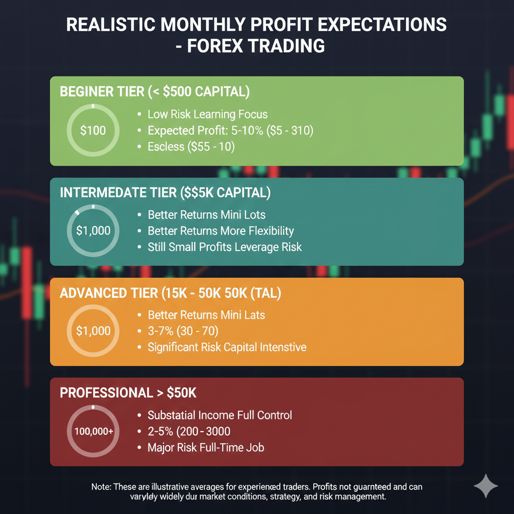 Expected monthly forex trading returns based on starting capital 2026