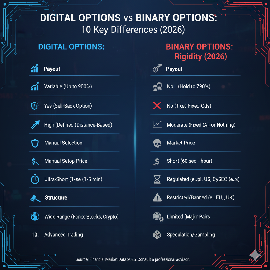 Digital options vs binary options legality comparison showing restricted and legal jurisdictions worldwide
