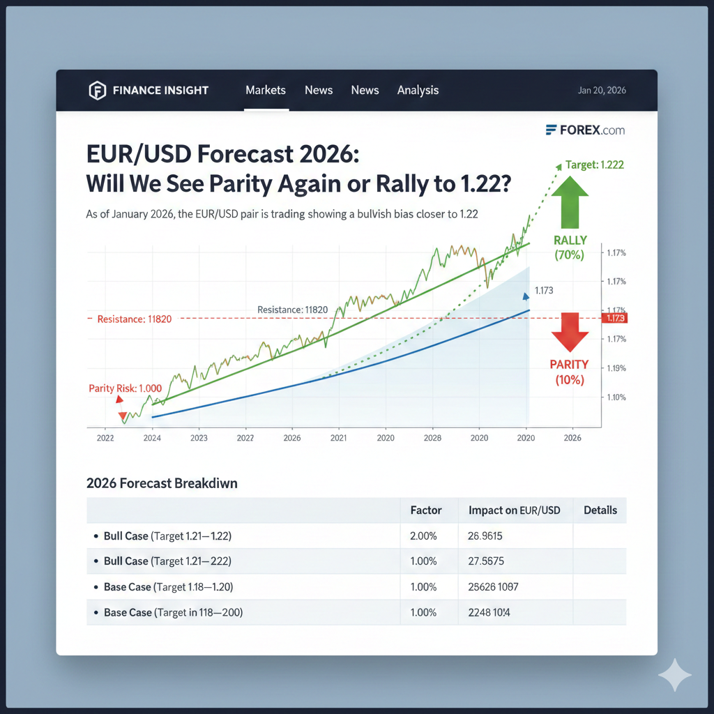 EUR/USD price action 2021-2026 showing major levels and current trading range