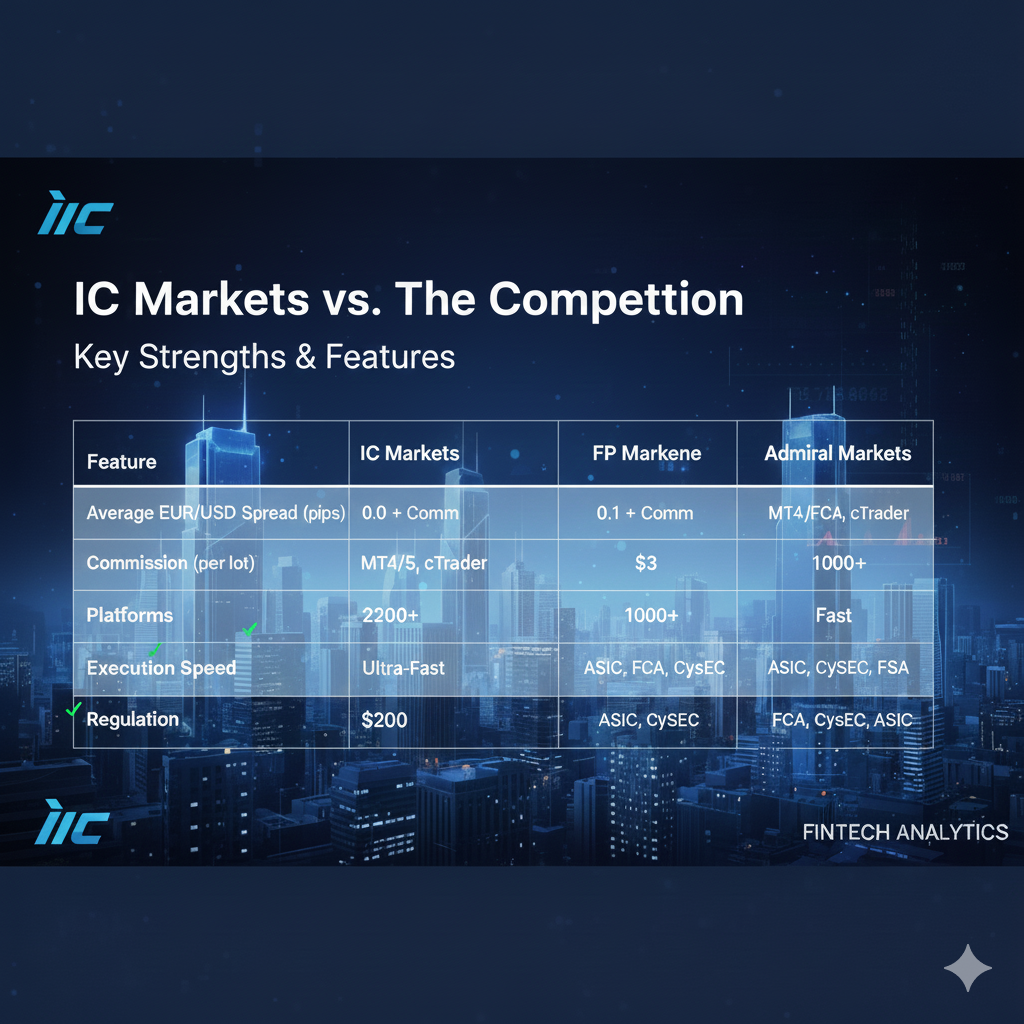 IC Markets compared to Pepperstone FP Markets Admiral Markets showing strengths