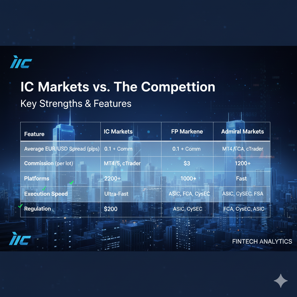 IC Markets fees and commissions compared to industry average showing cost savings