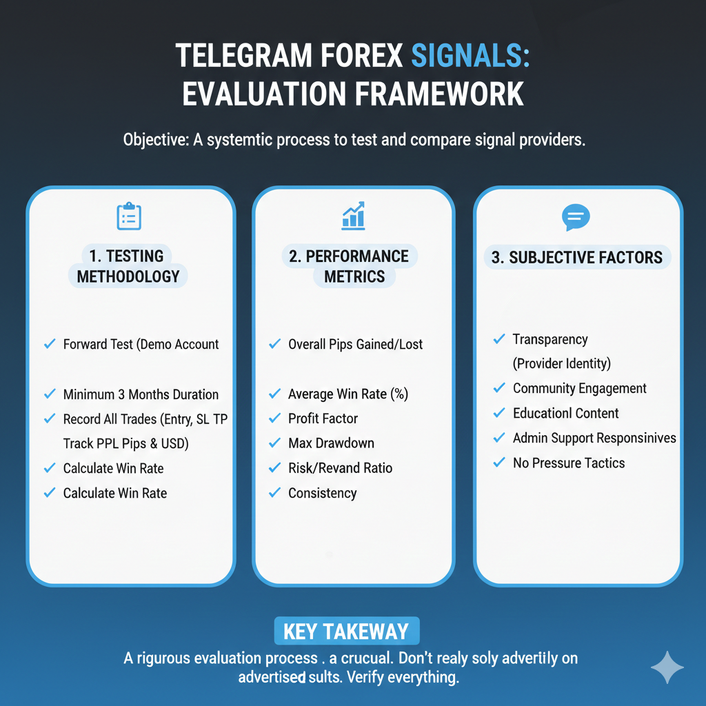 How to evaluate telegram forex signals quality showing testing methodology and metrics