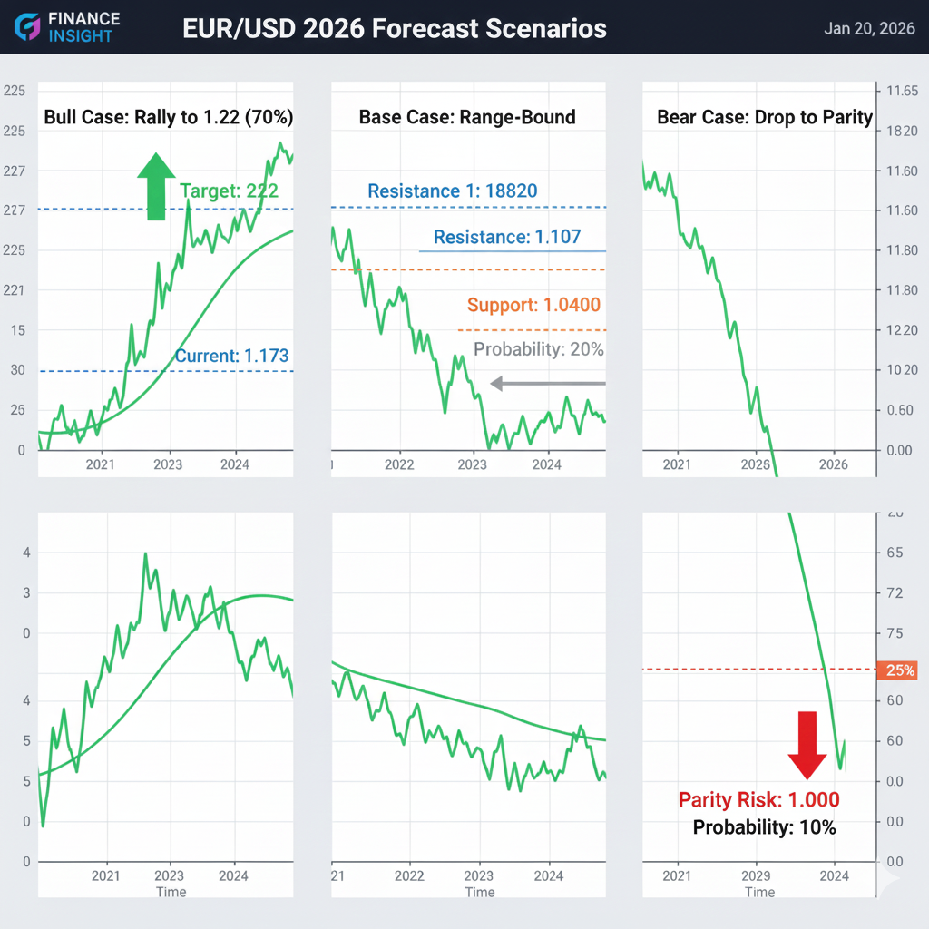 EUR/USD 2026 forecast scenarios showing bullish bearish and neutral paths