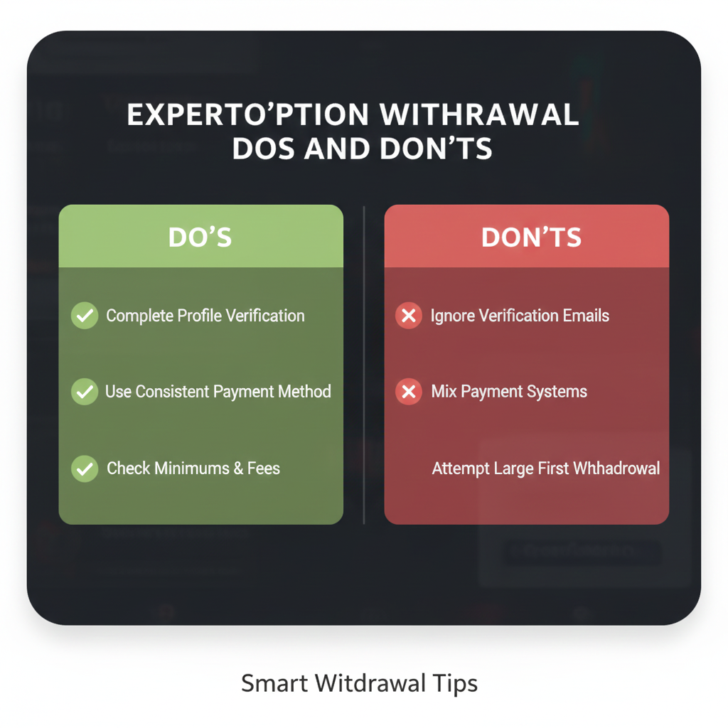 ExpertOption withdrawal tips showing best practices to ensure successful payout from trading platform