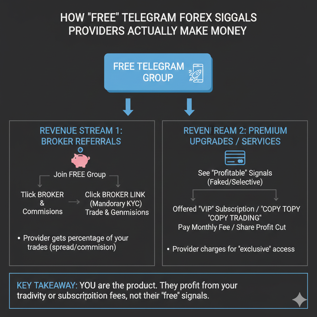 How free telegram forex signals providers actually make money through referrals and upgrades