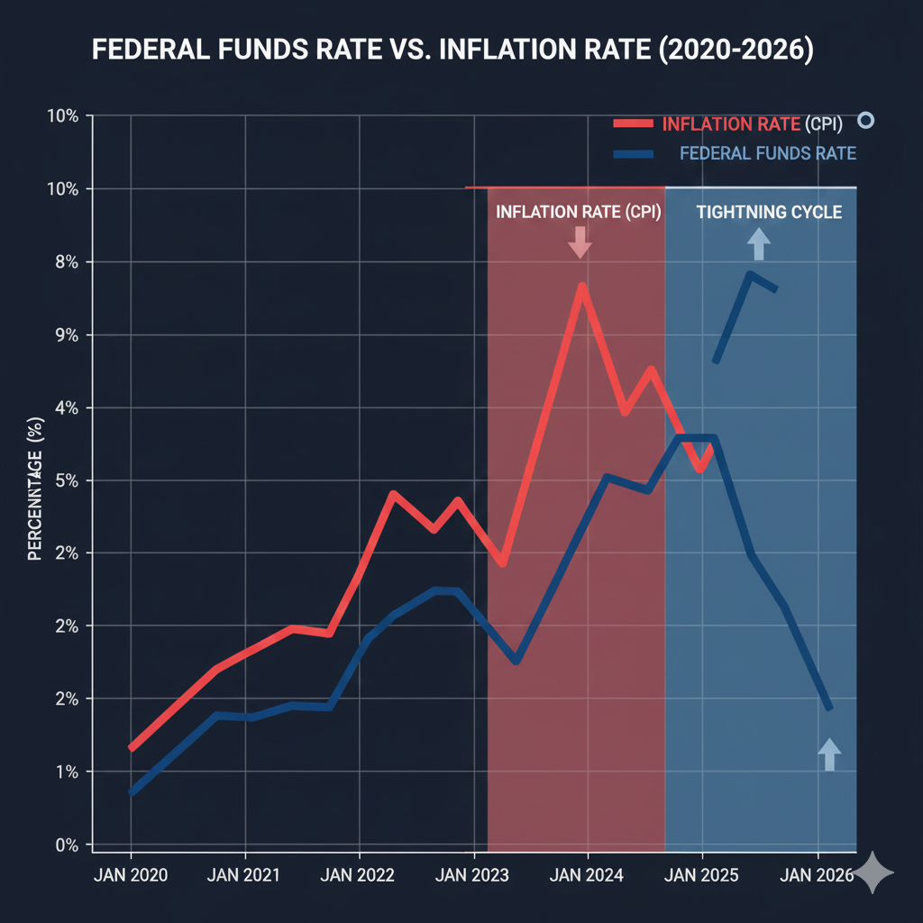 Federal Reserve interest rate vs inflation comparison chart