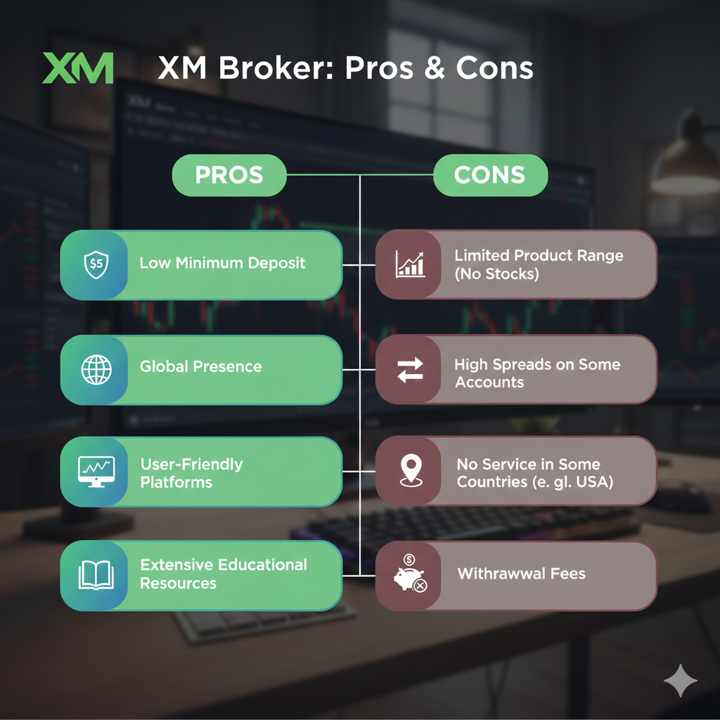 XM Broker advantages and disadvantages comparison chart
