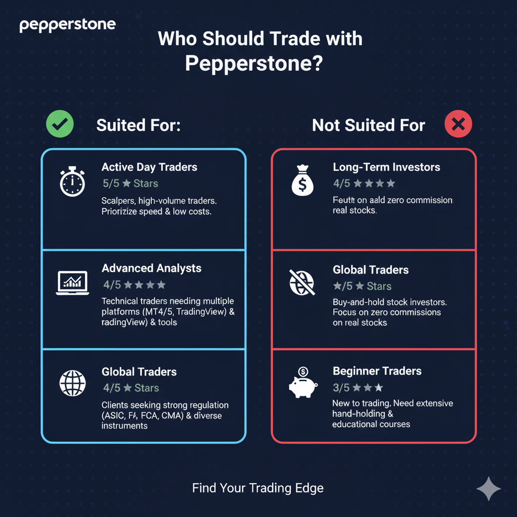 Trader profiles showing who should and shouldn't choose Pepperstone for day trading